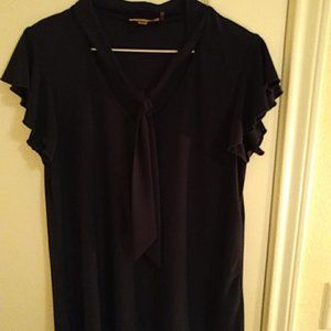Frilly navy dressy blouse